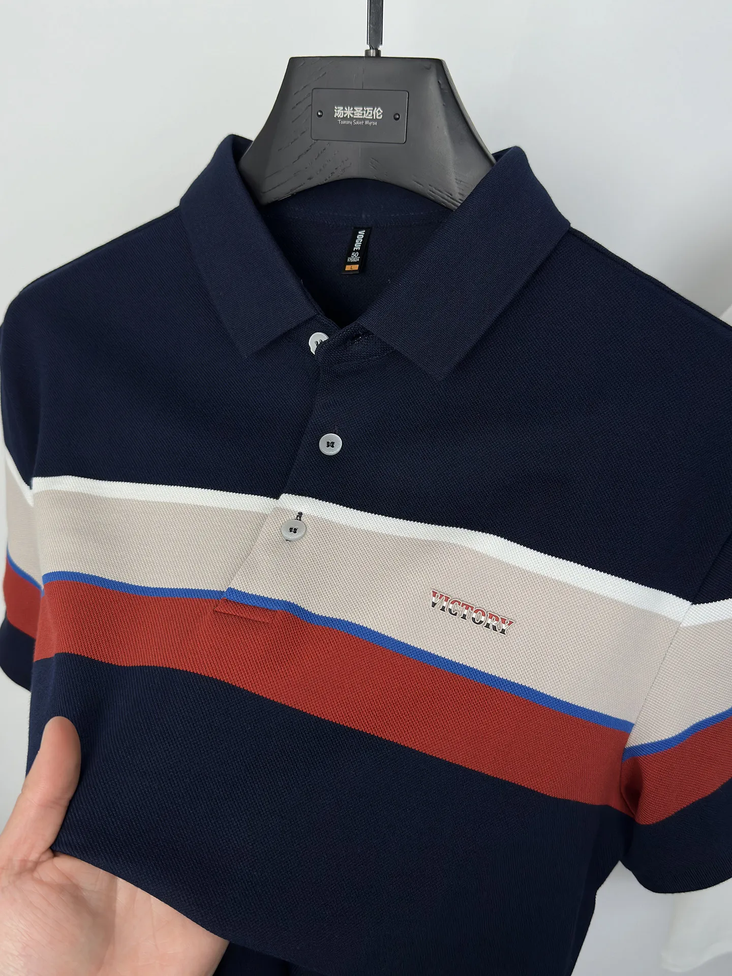 Men's striped high-quality polo short sleeved summer fashion new product versatile casual trendy breathable top