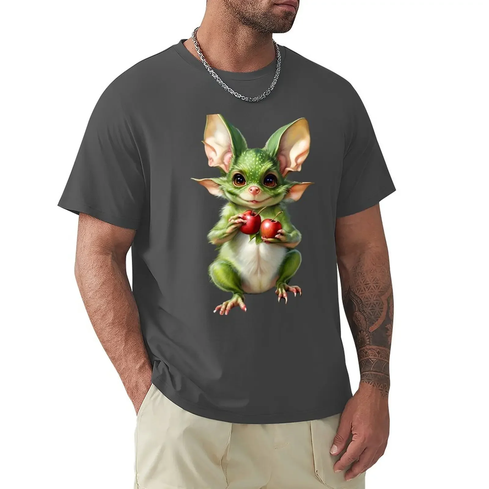 Cute Alien mouse with Two pair ears holding the  Big   Essential T Shirt oversized new edition summer top mens clothing