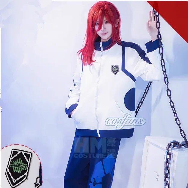 أزياء أنيمي ريو ناجي باشيرا Isagi Chigir التأثيرية بجيب كامل بسحاب ملابس رياضية بدلة رياضية مطرزة بقلنسوة بقفل أزرق