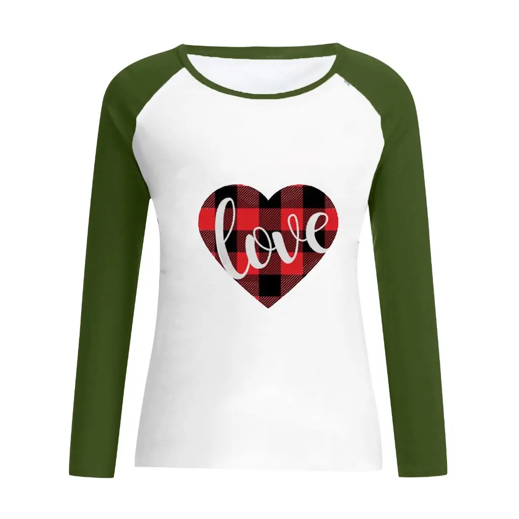 

Women's Heart-Shaped Pattern Printed T-Shirt Autumn Winter New Style European American Fashion Top by Supply