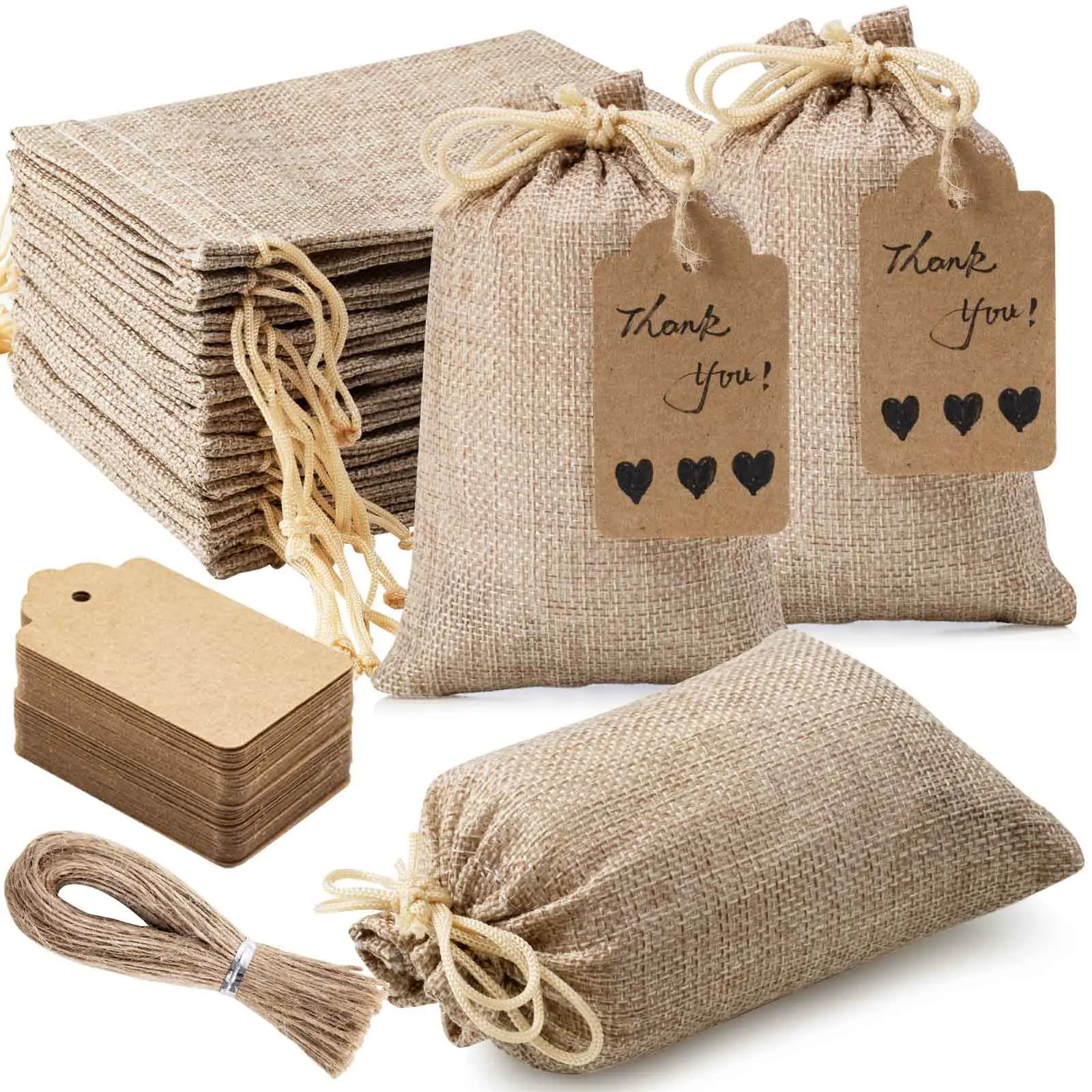 

25Set Reusable Burlap Gift Bags with Drawstring Brown Small Linen Sacks Bag for Christmas Wedding Party Favor Bags Jewelry Pouch