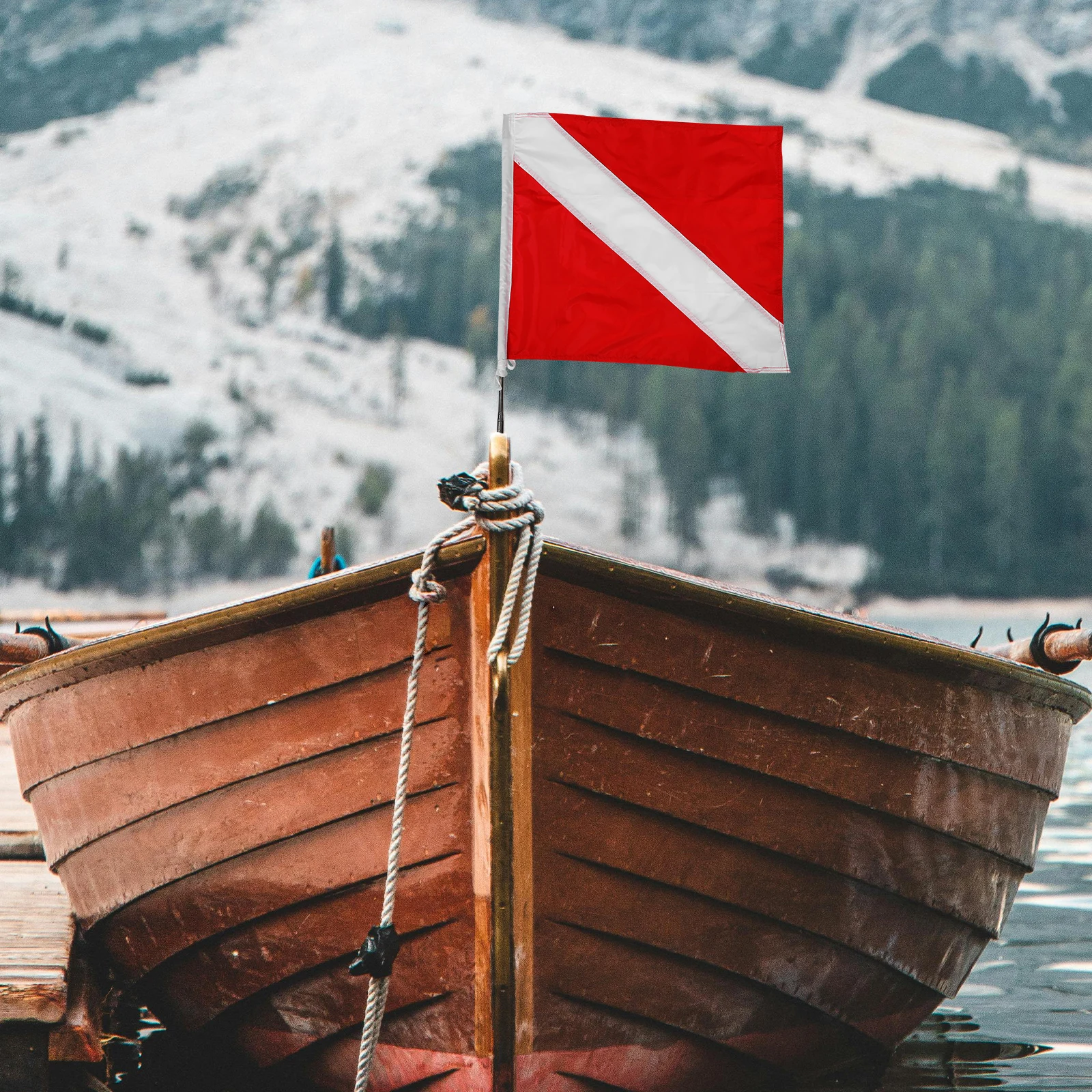 

1pcs Detachable Dive Flag Portable Warning Flag For Boat Diving Outdoor High Visibility Stiffening Pole Reusable Safety Marker