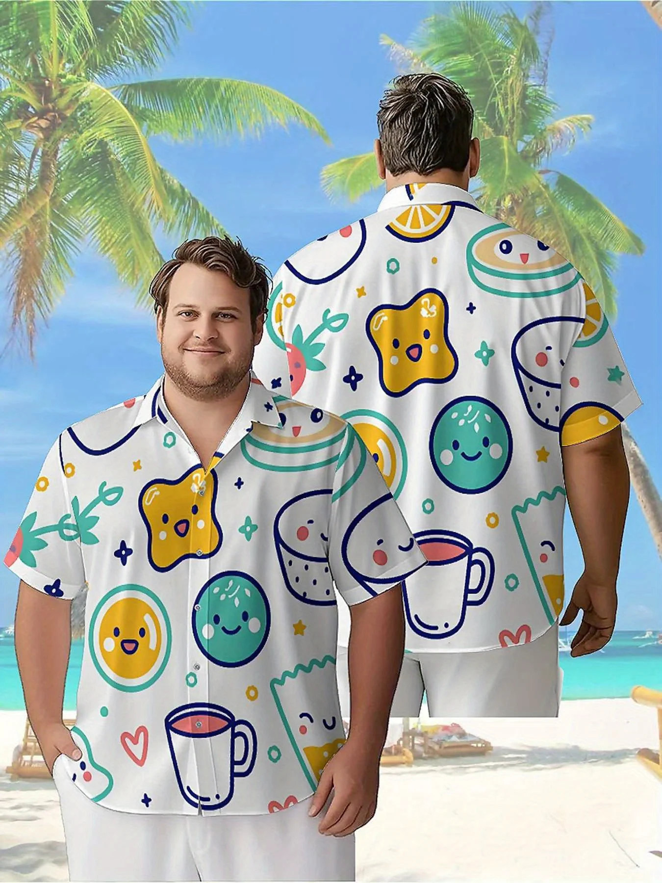 Men's Plus Size Hawaiian Shirts Cute Fruit Theme pattern,Premium Comfort Youth Clothes,Streetwear Y2K Tops