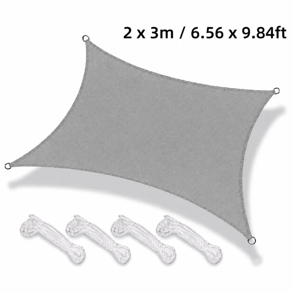 Portable 2x3m Sun Shade Sail Rectangle Practical Rain Protection Canopy Polyester Block Awning Deck