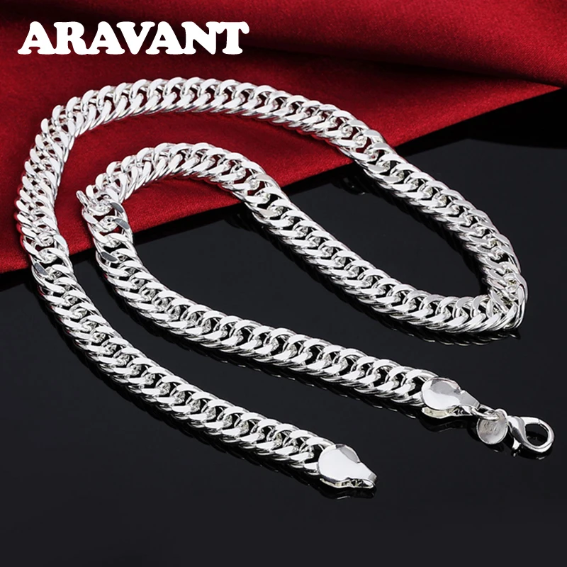 Aravant-Conjunto de pulsera y collar de cadena de plata de ley 925, 6MM, 7MM, 10MM, para hombres y mujeres, joyería de boda a la moda