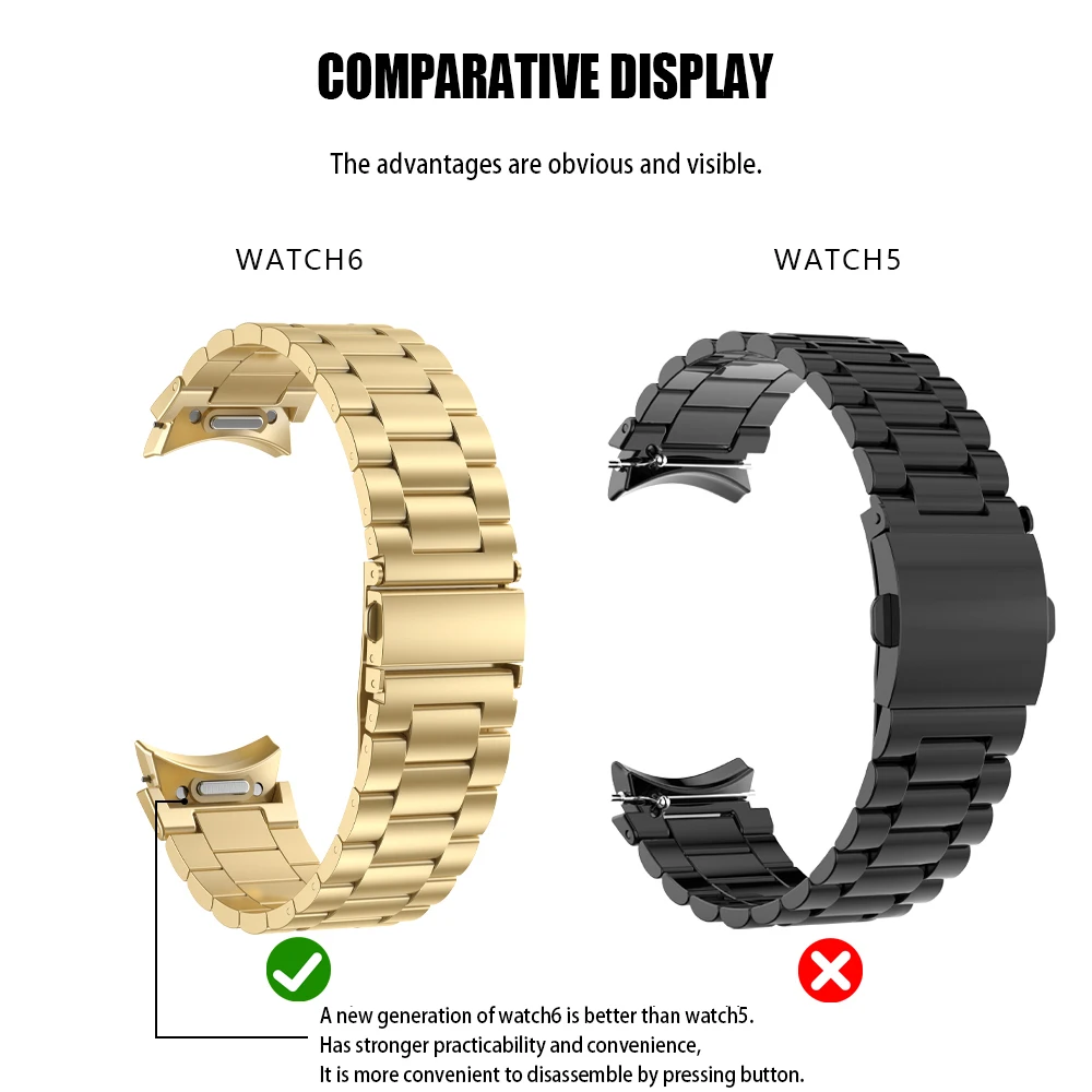 حزام معدني لساعة سامسونج جالاكسي ، ساعة رسمية 6 ، 4 كلاسيك ، سوار ستانلس ستيل ، لا فجوات ، 45 مللي متر ، 46 مللي متر ، 43 مللي متر ، Watch5 Pro ، 45 مللي متر ، 40 مللي متر ، 44 مللي متر ، لا توجد فجوات