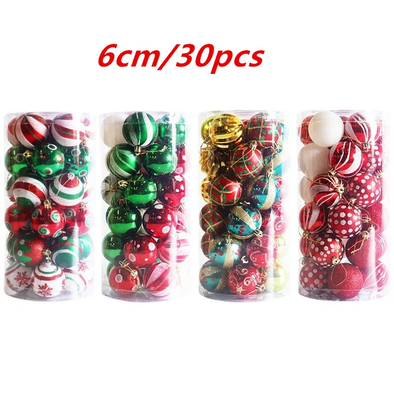 

30pcs/Box 6cm Gold Red Painted Christmas Balls Ornaments Xmas Tree Hanging Big Balls For Christmas Tree Pendant For Home Party D