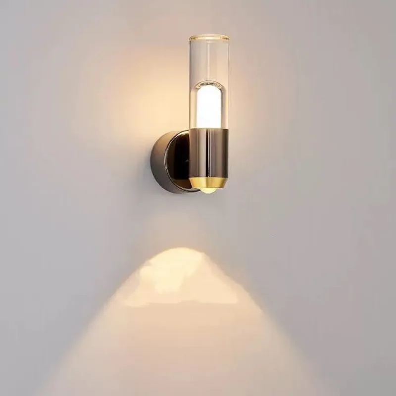 

Nordic Designer Glass LED Wall Lights Modern Minimalist Living Room Sofa Background Bedroom Creative Dining Room Warm Wall Lamp