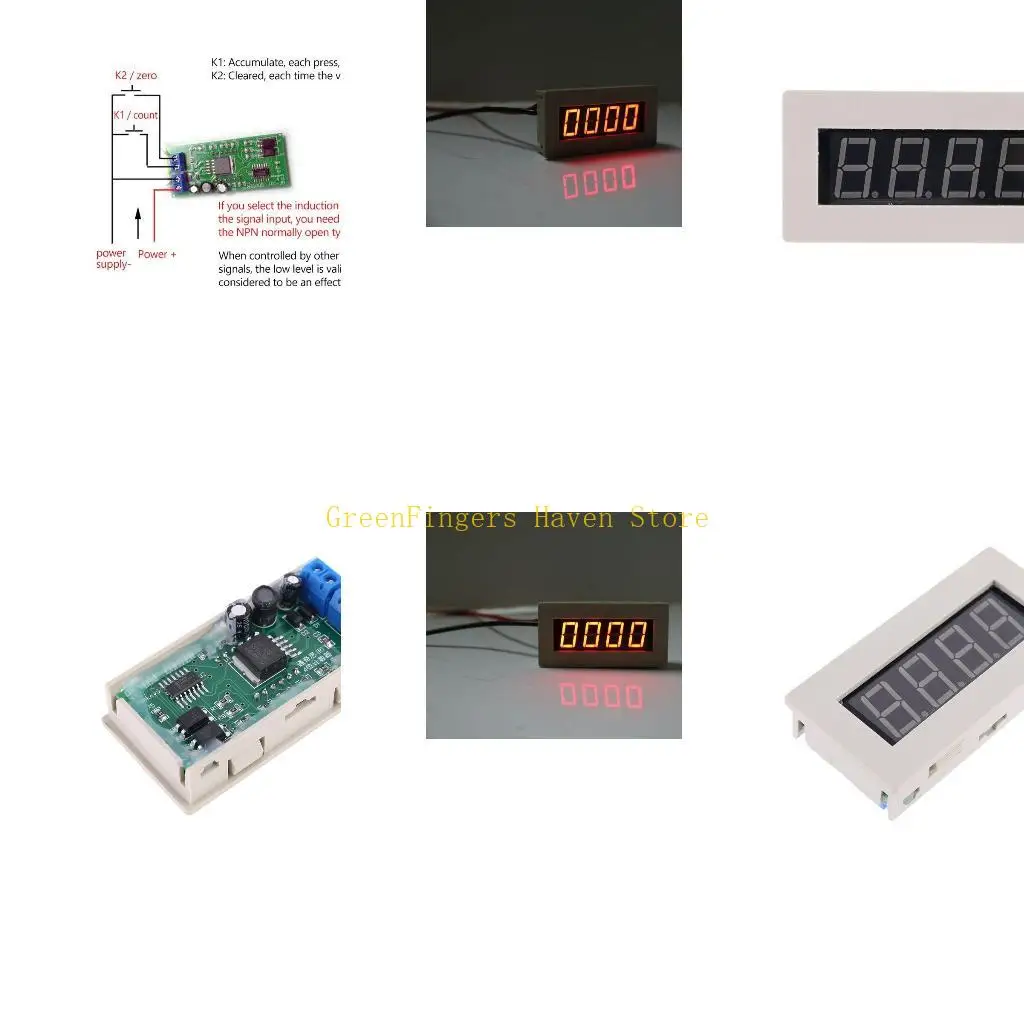 F68D Industrial Control Plastic Digital Counter for DC5V 12V 36V Trigger Counter Working for DC4.0V-40V 2