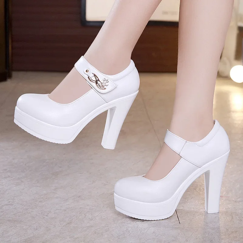 

10cm 8cm Small Size 32-43 Elegant Silver White Wedding Shoes Bride Platform Pumps 2024 Block High Heels Shoes Model Party Dress