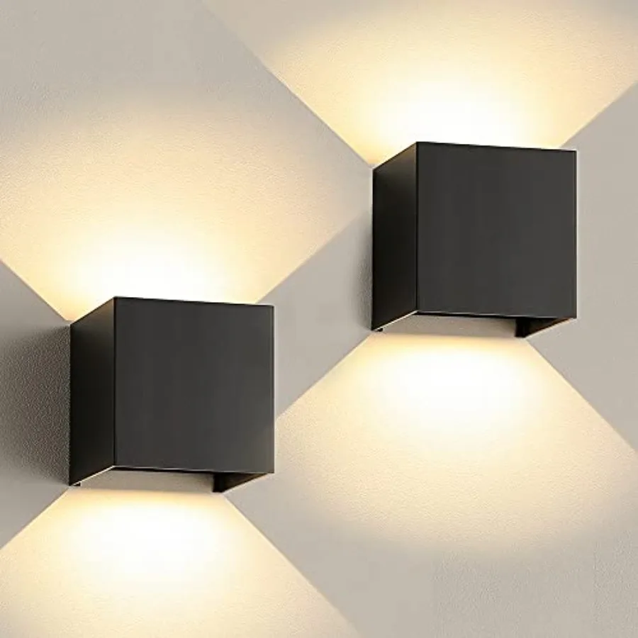 

12W LED Wall Sconces Lights Modern Black LED Wall Lamp Set of 2Up and Down Square 3000K Warm White Wall Lighting Fixtures for I