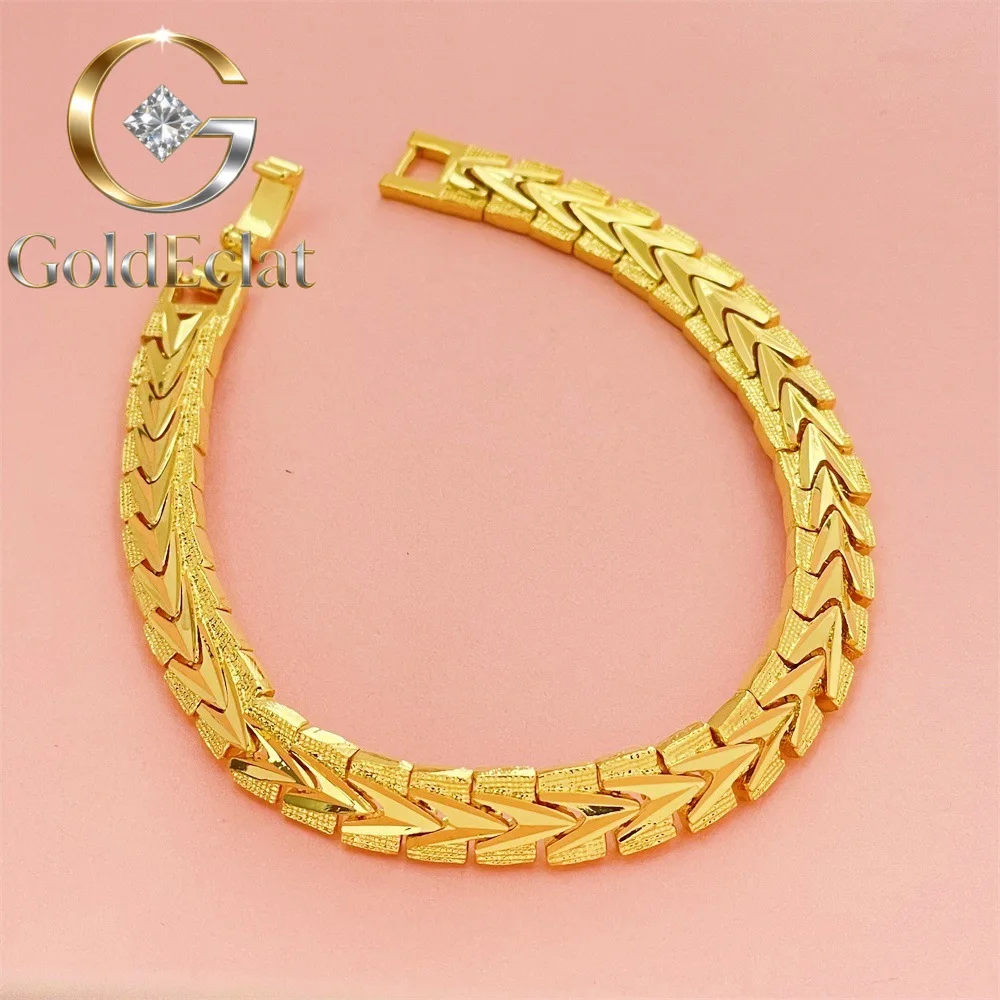 

Мужской браслет GoldEclat Luxury из чистого золота 24K 9999 пробы, ширина 8 мм