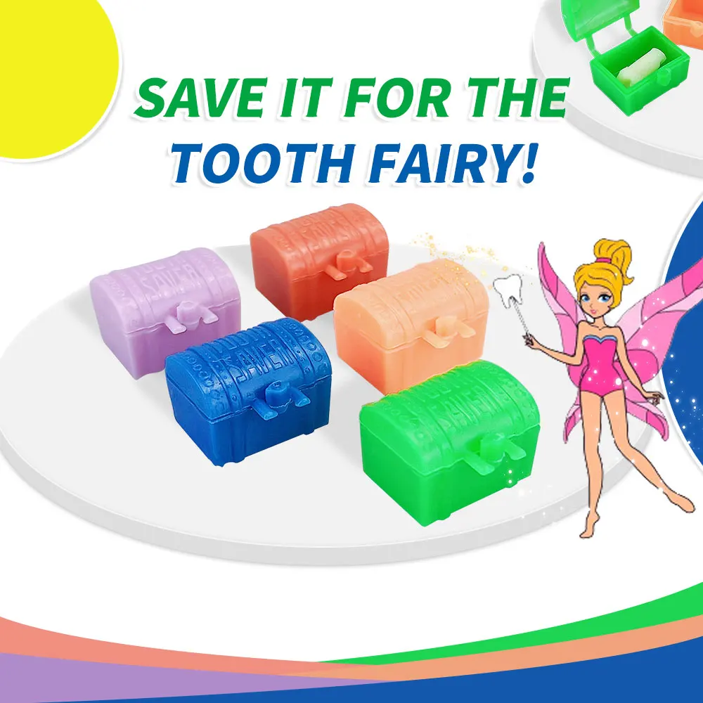 50pcs Baby Tooth Box Kids Personalized Organizer Milk Teeth Storage Treasure Case Plastic   Dental Milk Teeth Box For Boys Girls