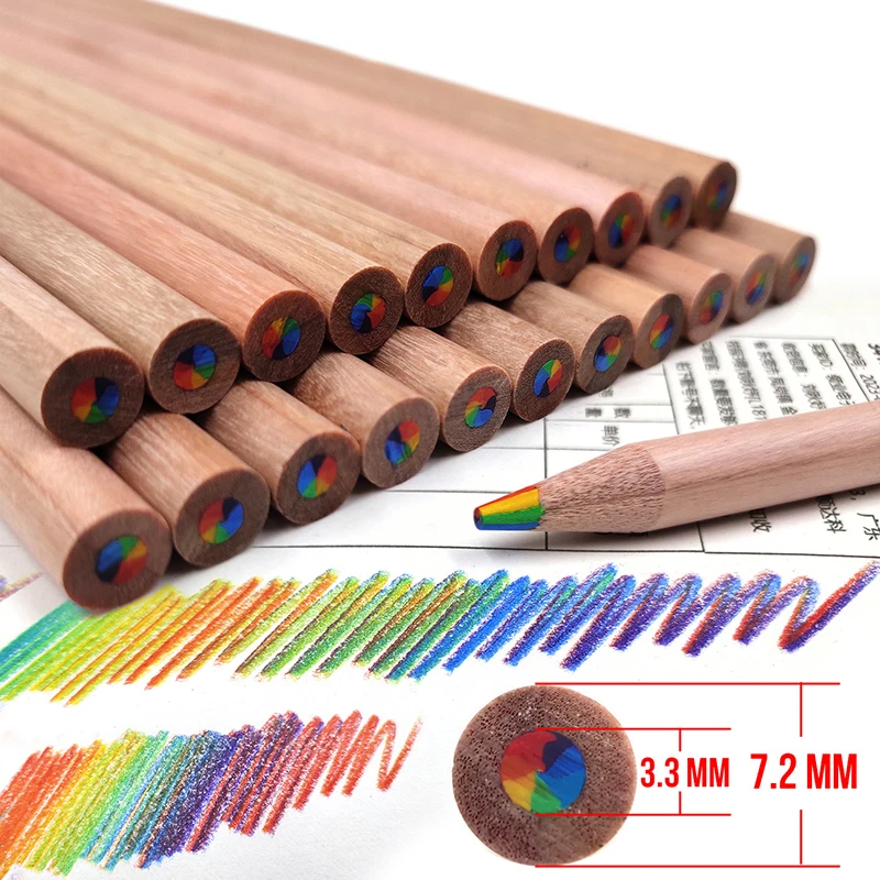 2Pcs 7 Colors Gradient Rainbow Pencils Adults Jumbo-Colored Multicolored Pencils For DIY Graffiti Art Drawing Coloring Sketching