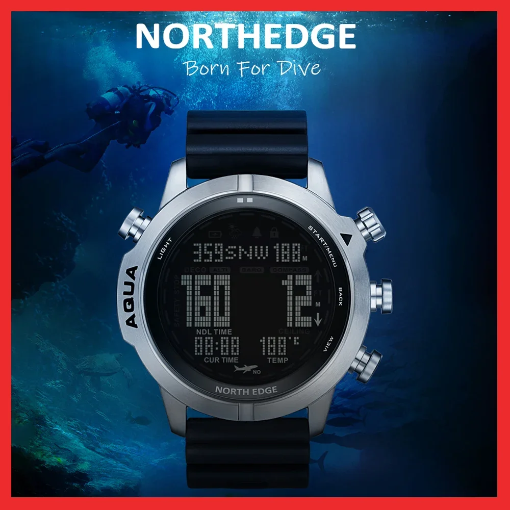 New North Edge Professional Diving Smart Watch Men, 100M Waterproof Altitude Air Pressure Compass Outdoor Sports Smartwatch New