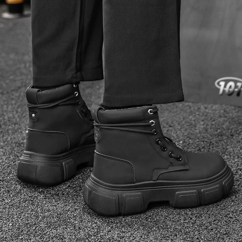 Men Platform Ankle Boots Fashion Personalized Design Shoes Brand High Quality Motorcycle Boots Casual Outdoor Zipper Shoes 39-44