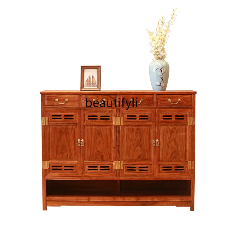 

Pterocarpus Erinaceus Poir. Shoe Cabinet Living Room New Chinese Style Rosewood Solid Wood Hall Cabinet Home Entrance Locker