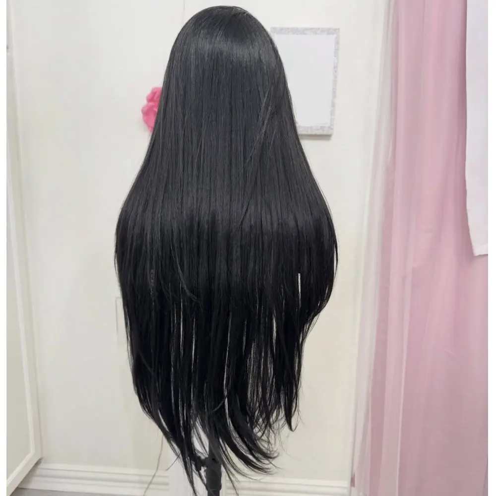 Brasilianisches Remy-Haar, klebefreie 1x4-Mittelteil-Perücke, Echthaar, 30 Zoll lang, seidig glatt, einfach zu tragen mit Clips, vollständig maschinell hergestellt – Detail 4