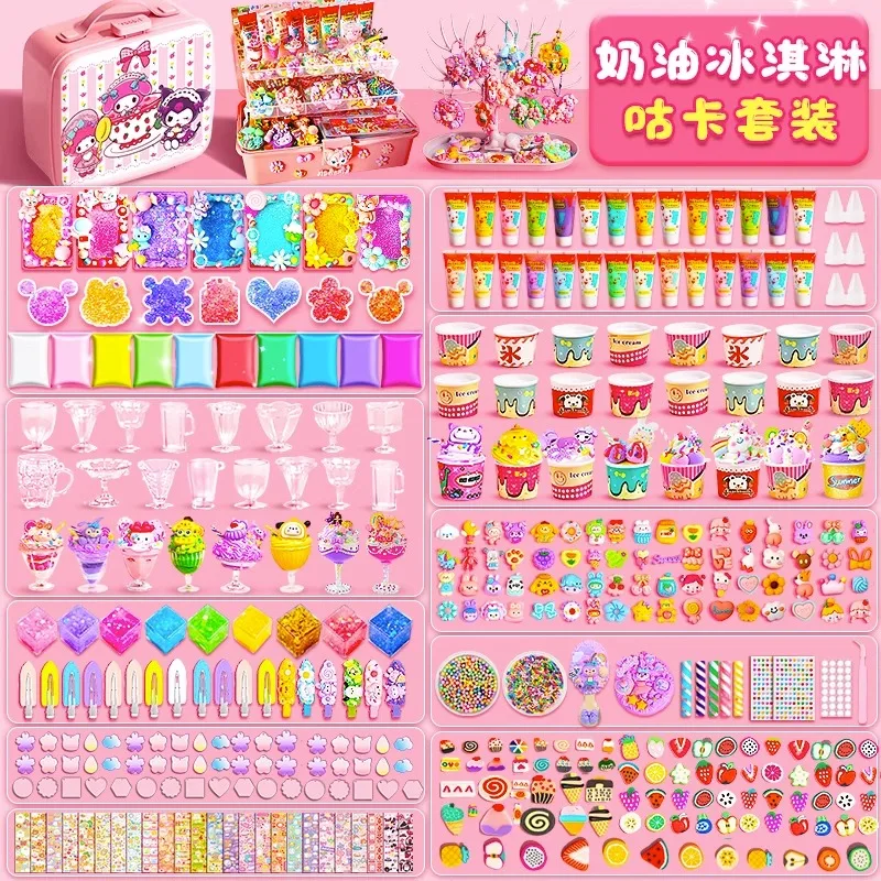 Cream Glue Simulate Ice Cream Cup Goo Card Kit 3D Resin Sticker Wind Chime Guka Handmade DIY Craft Material Pack Girl Gift