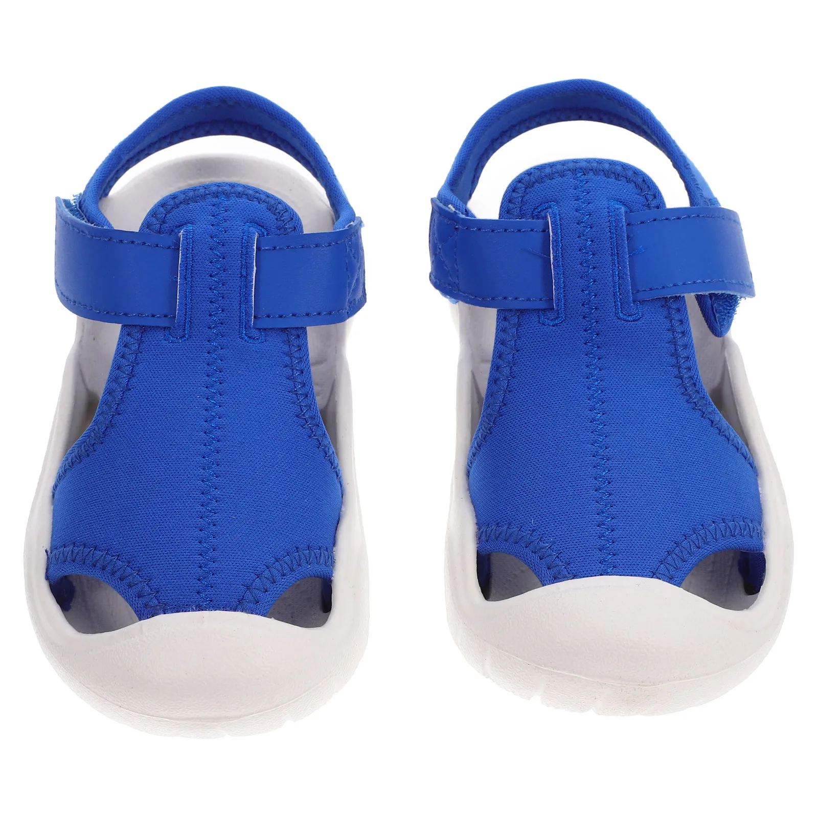 1 زوج الأطفال الصنادل تصميم بسيط المضادة للصدمات مادة مرنة عدم الانزلاق كعب مسطح صنادل شاطئ أحذية الصيف للأطفال