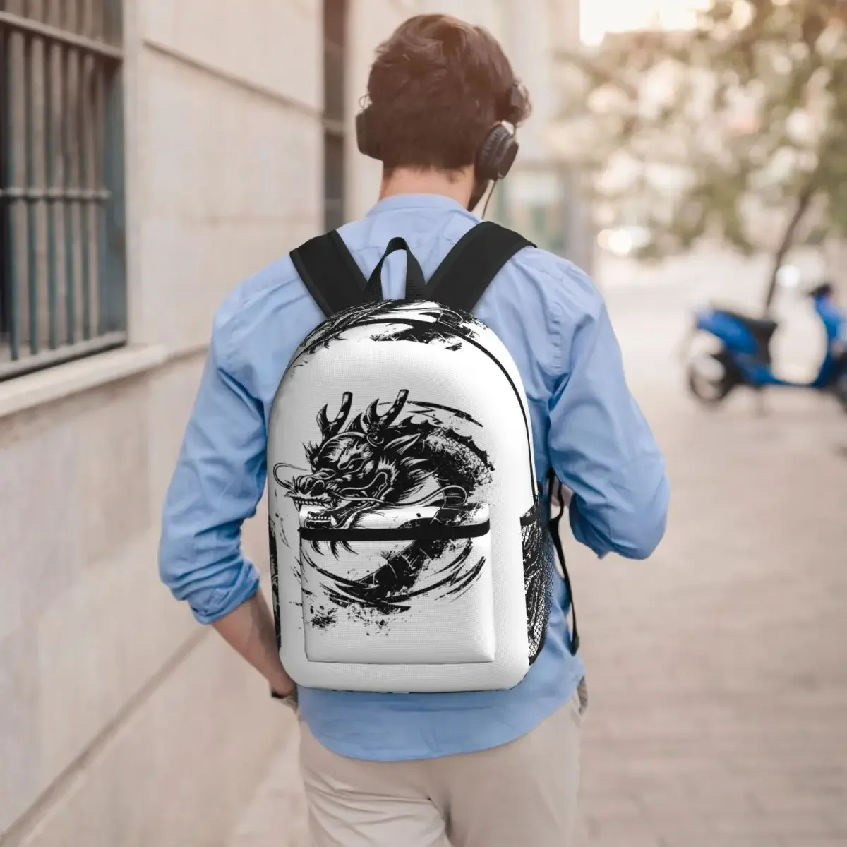 Chinese Black Dragon Totem Design Backpack Boys Girls BookBag Kids School Bag Computer Shoulder Bags for Men Women