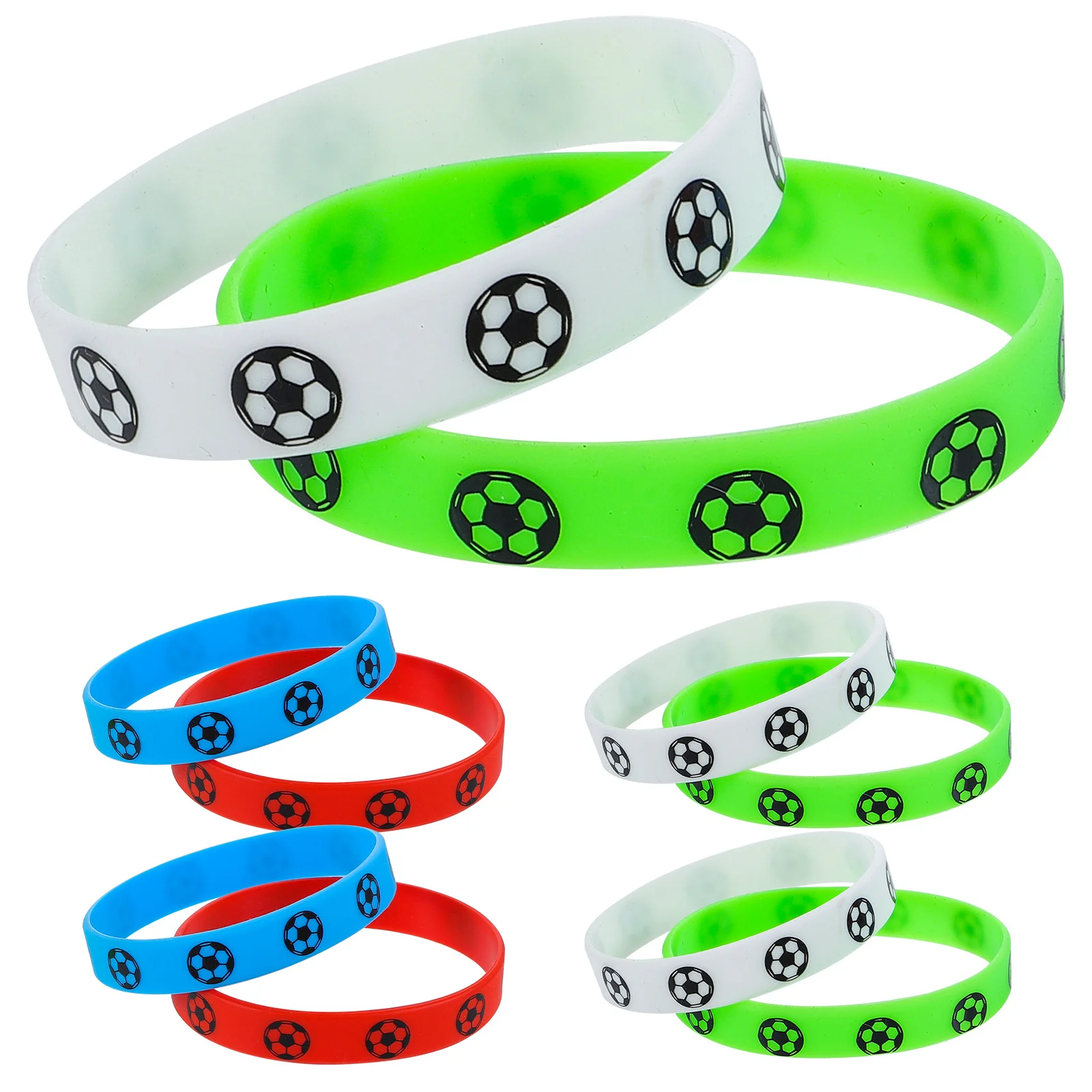 

8Pcs Football Silicone Wristbands Stylish Soccer Bracelets Wear Resistant Sports Team Spirit Gifts Football Bracelet