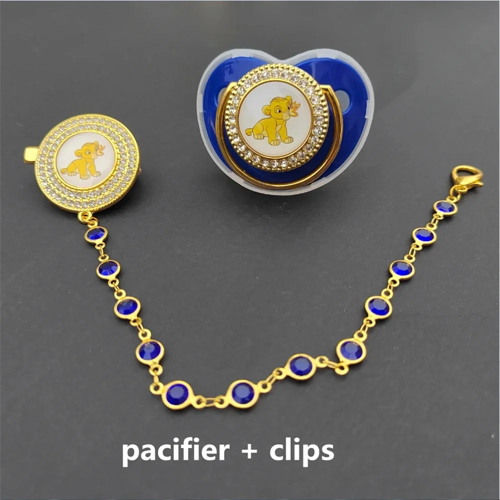 [chupetes para ] Lion King Shiny baby pacifier Clip chain Animal print Baby pacifier Baby crawl suit High waist belly pants set