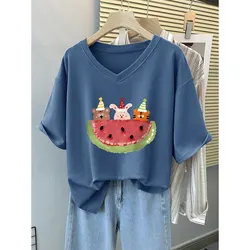Plus Size 5XL 150kg autunno abbigliamento donna t-shirt grafica Top abbigliamento donna t-shirt donna manica lunga Top t-shirt oversize