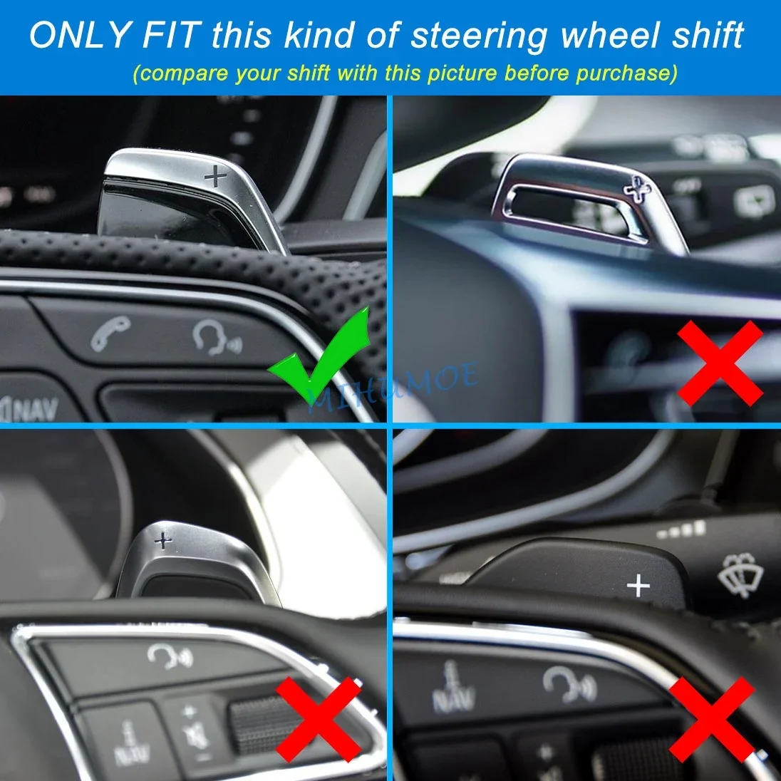 Aluminum Steering Wheel Paddle Shifter Extension For Audi R8 RS3 RS4 RS5 TT RS Q3 Q8 Silver