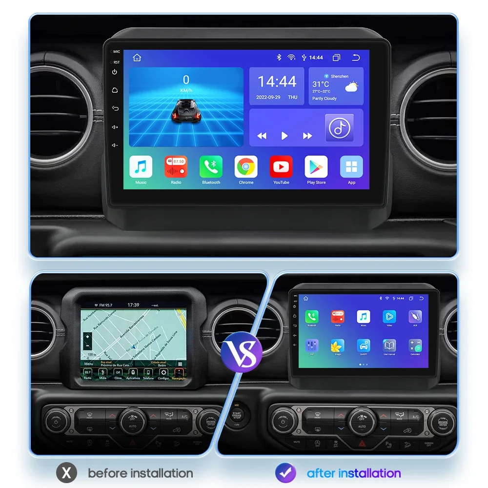 2din Android Autoradio for JEEP Wrangler JL 2018 2019 2020 2021 Gladiator Car Radio Multimedia Video Player GPS Navi Carplay 4G