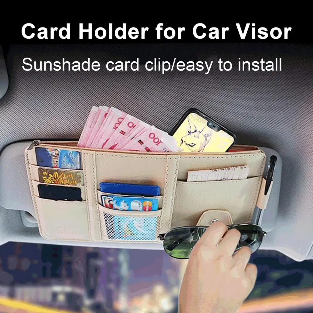 Car Visor Organizer Car Sun Visor Organizer with Elastic Band for Id Card License Holder for Car for Registration