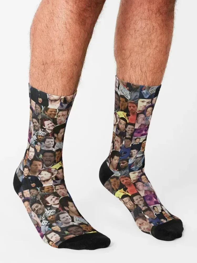 Misha Collins Collage Socks funny gifts halloween colored sheer Women Socks Men's