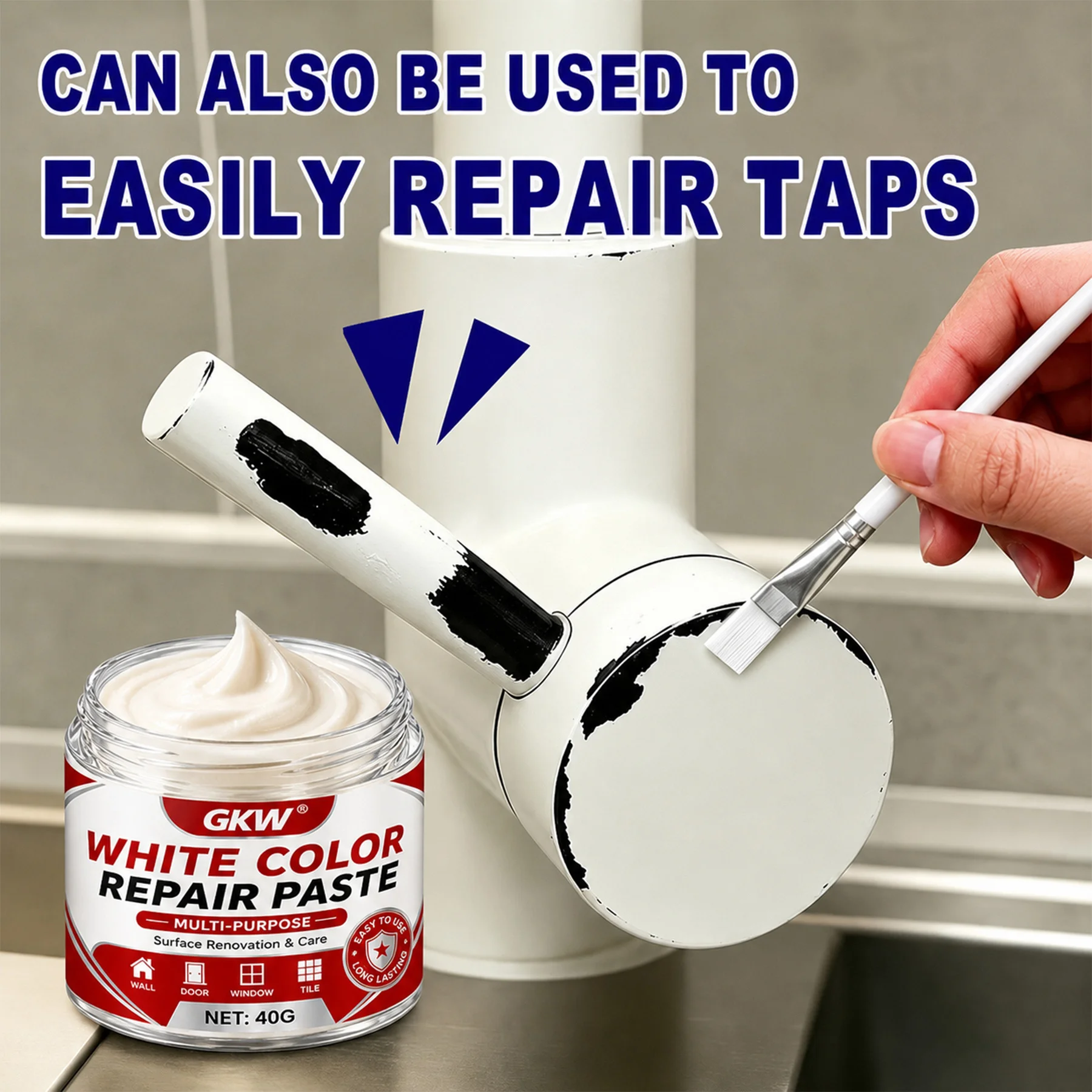 White Multi-Purpose Touch-Up Paste, for Scratches, Cracks & Chips, Furniture, Doors, Hardwood Floors, Faucets & Fixtures, Renew
