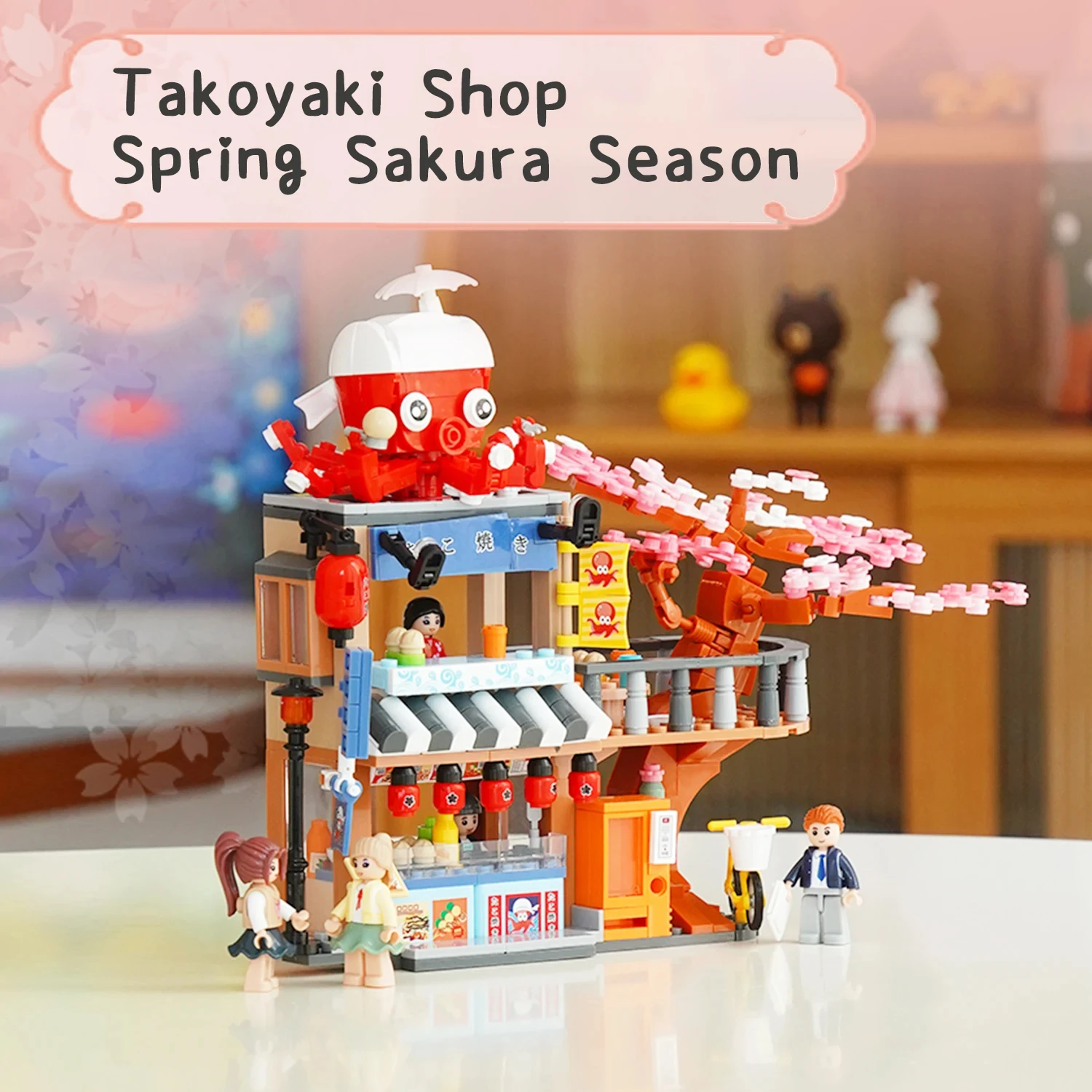 Sluban 548PCS Takoyaki Shop Building Blocks Creative Japanese Street Scene Model Bricks Desktop Ornament Kids Toys Holiday Gifts