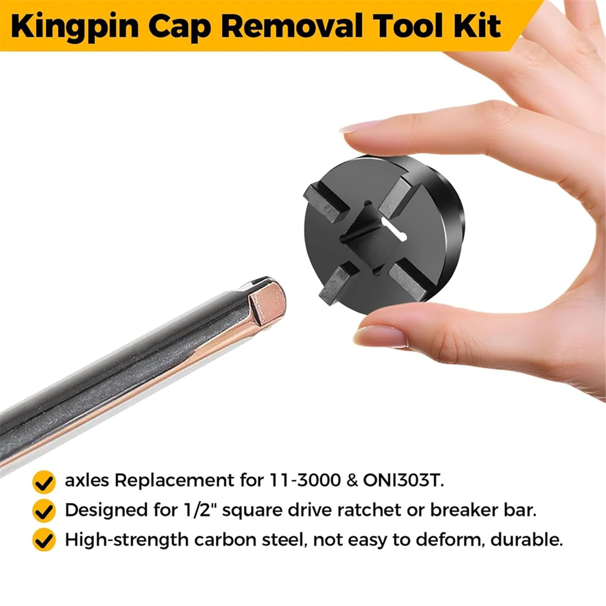 

ABNJ For Kingpin Socket 1 7/8in O.D.,1/2in Drive Pin Adjusting Screw Socket for Truck 10500,12000 Lb