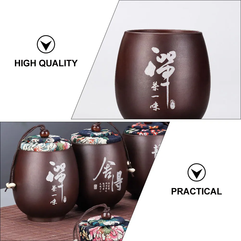 

1Pcs Ceramic Tea Canister Sealed Rustic Mini Storage Jar Coffee Container Practical Kitchen Accessory Tea Sealed Can