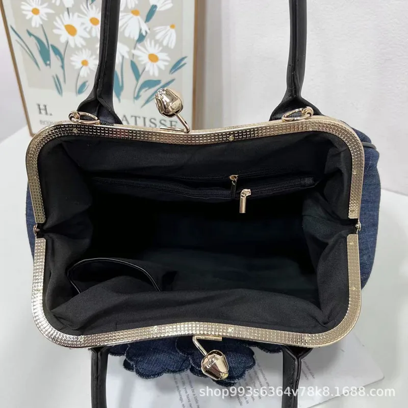 New fashion ladies large capacity handbag European and American style flower cowboy diamond crossbody bag for women