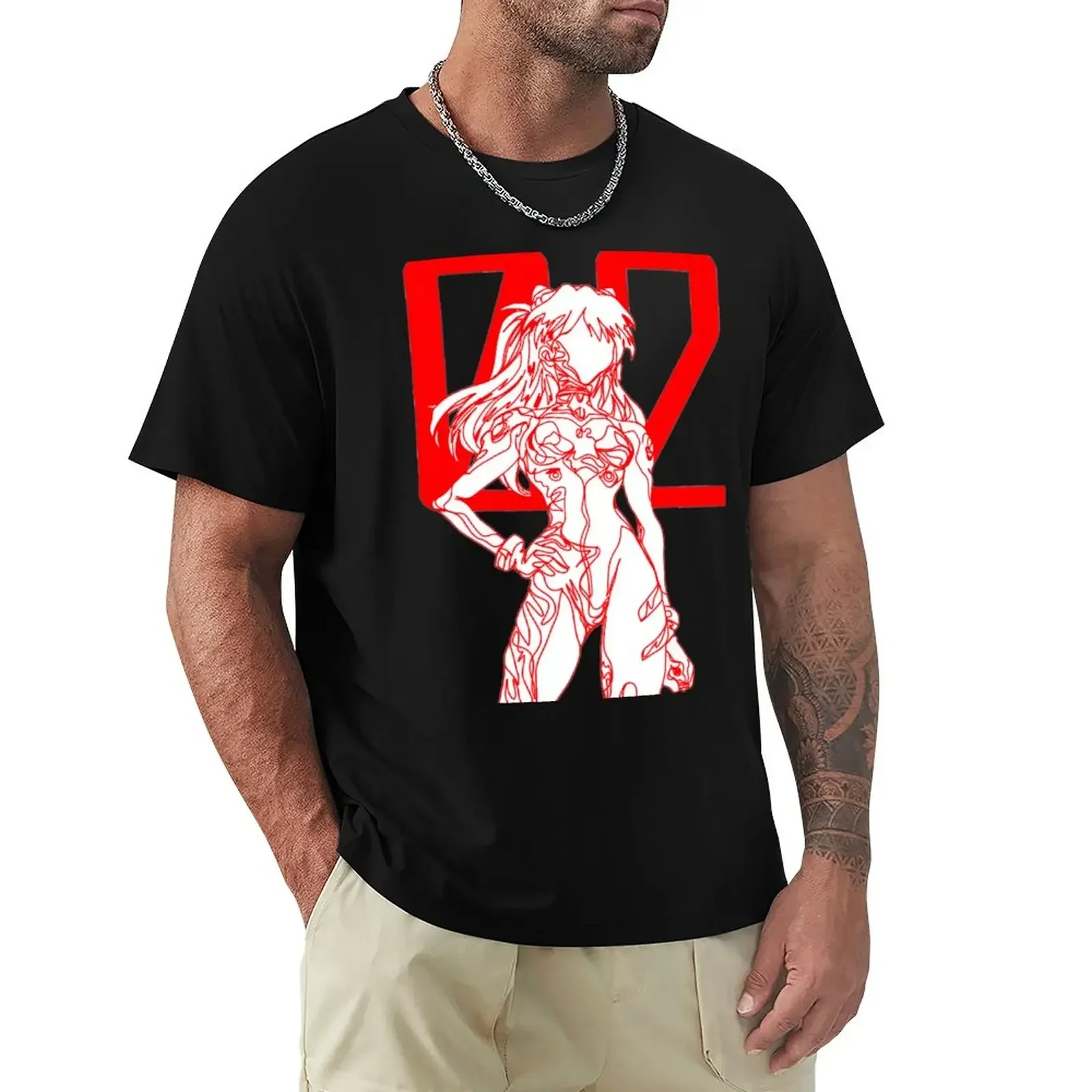 Asuka Langley Continous Line Artwork T-Shirt plain graphics hippie clothes T-shirts for men cotton