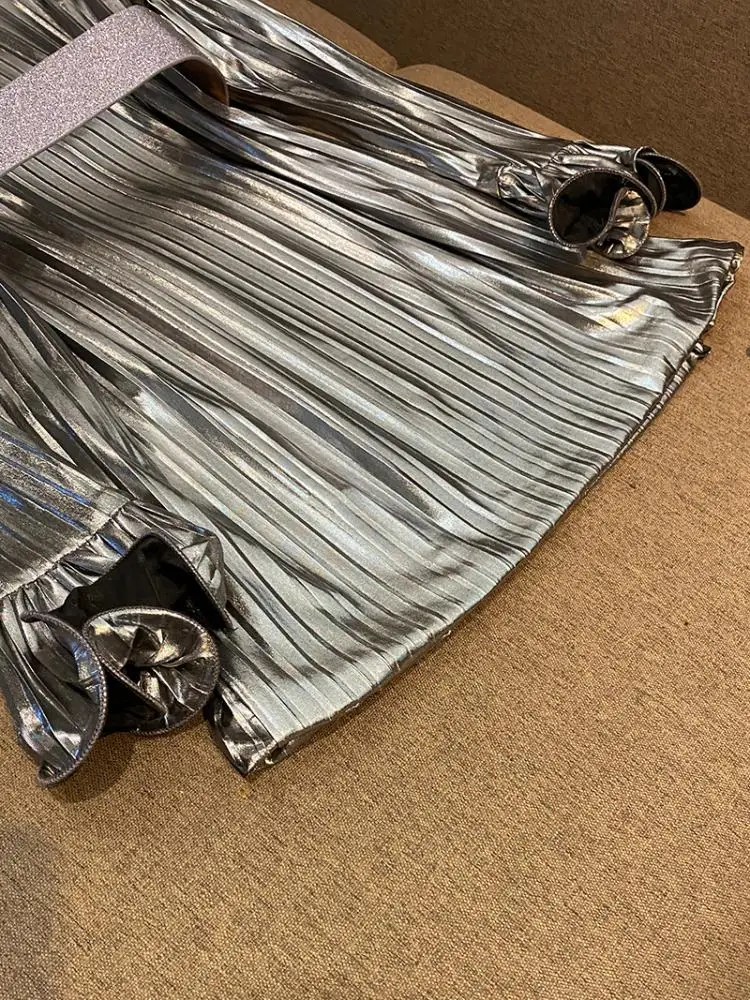 فستان ذهبي فضفاض من الساتان الجميل Dr Ele بتصميم فريد من نوعه فاخر A5886 للتنقل عالي الخصر للنساء