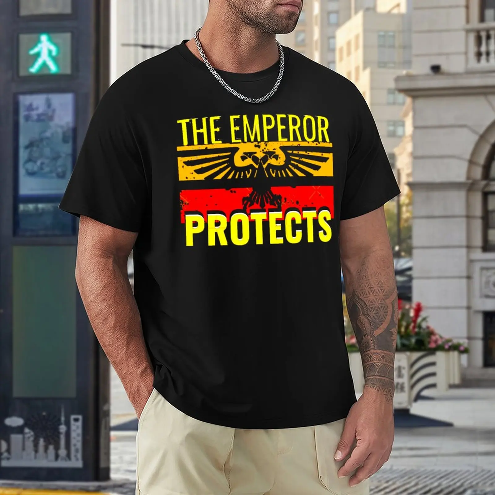 BEST SELLER - The Emperor Protects Merchandise Essential 2 Tshirt Graphic Vintage T-shirt Round Neck Movement  Funny Novelty Tra