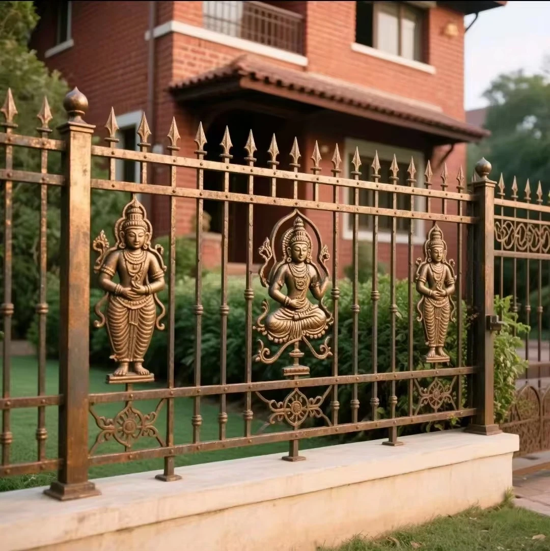 cj-Wholesale Iron Fence Factory Direct Hot Sale OEM ODM Decorative Metal Wrought Iron Fence Galvanized Steel Fence@