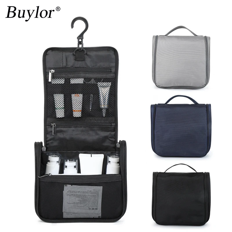 

Buylor Portable Travel Men Wash Storage Bag Flip Multifunctional Hook Cosmetic Bag Waterproof Makeup Bag Toiletry Storage Trips