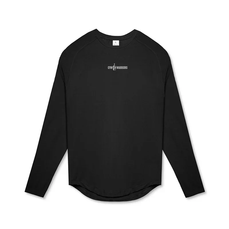 Mens Fitness Gym Workout Mesh Korean T-Shirt Fashion Sporting Clothing Cool Casual Quick Dry Breathable Long Sleeve Slim Tshirt