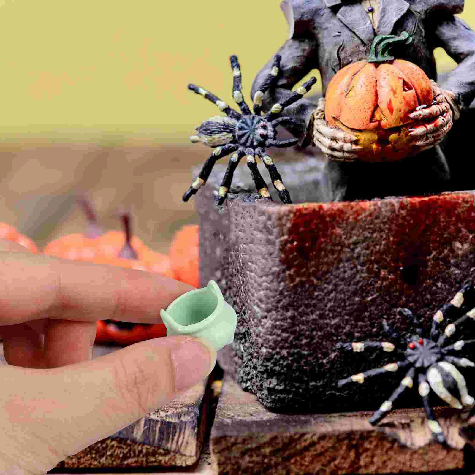 20 stuks Halloween Heksenketel Miniaturen Ketel Potten Faux Pompoenen Outdoor Voedsel Huis Speelgoed Plastic Accessoires