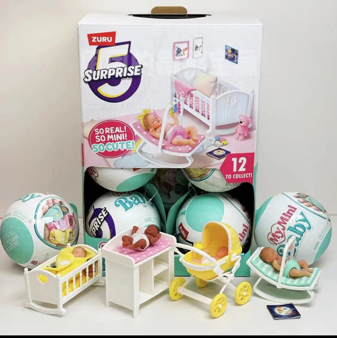 

Zuru 5 Surprise Egg Ball My Mini Baby Series Trendy Blind Box Cute Surprise Cradle Themed Accessories Fun Toys Girls Gift
