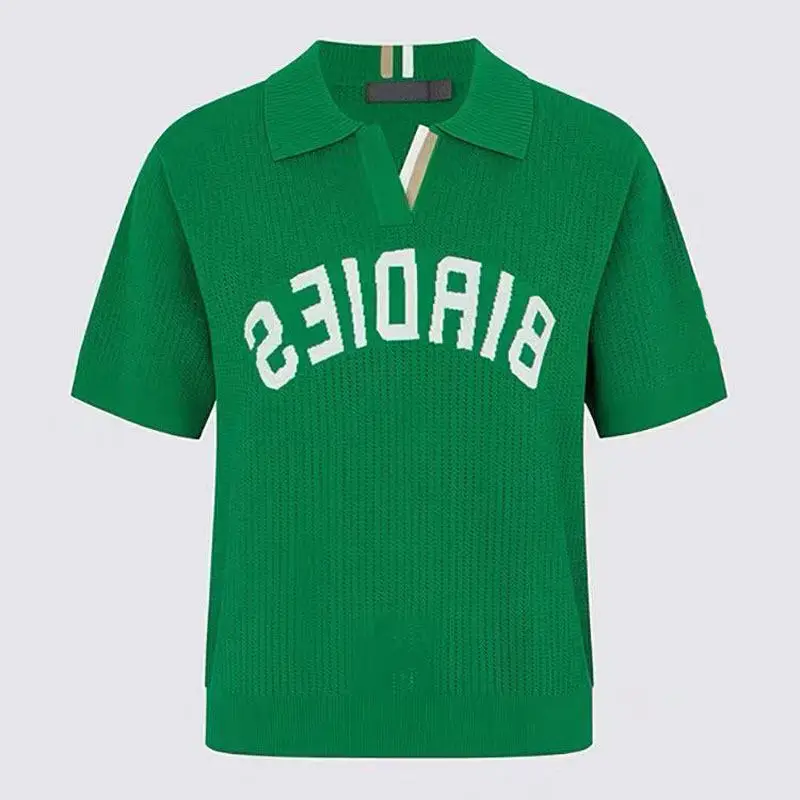 2026 Exclusive Custom Model Same Style Golf Women Knit Short Sleeve TopsSummer Lapel Outdoor Sports Fashion Casual Ladies Blouse view 4