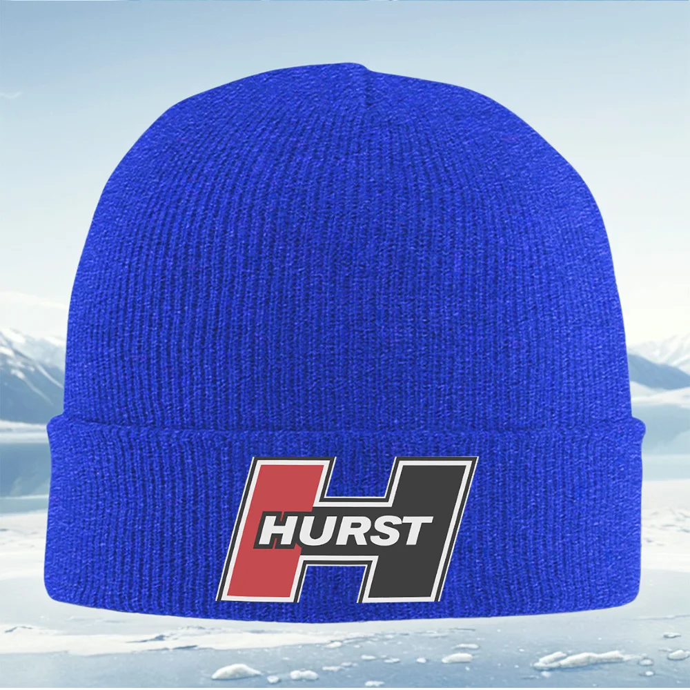 HURST Logo texto Blanco Gris Negro Hombres Mujeres Gorro de Punto Unisex Gorro Jersey Gorro Invierno Térmico Cálido Navidad Cicl