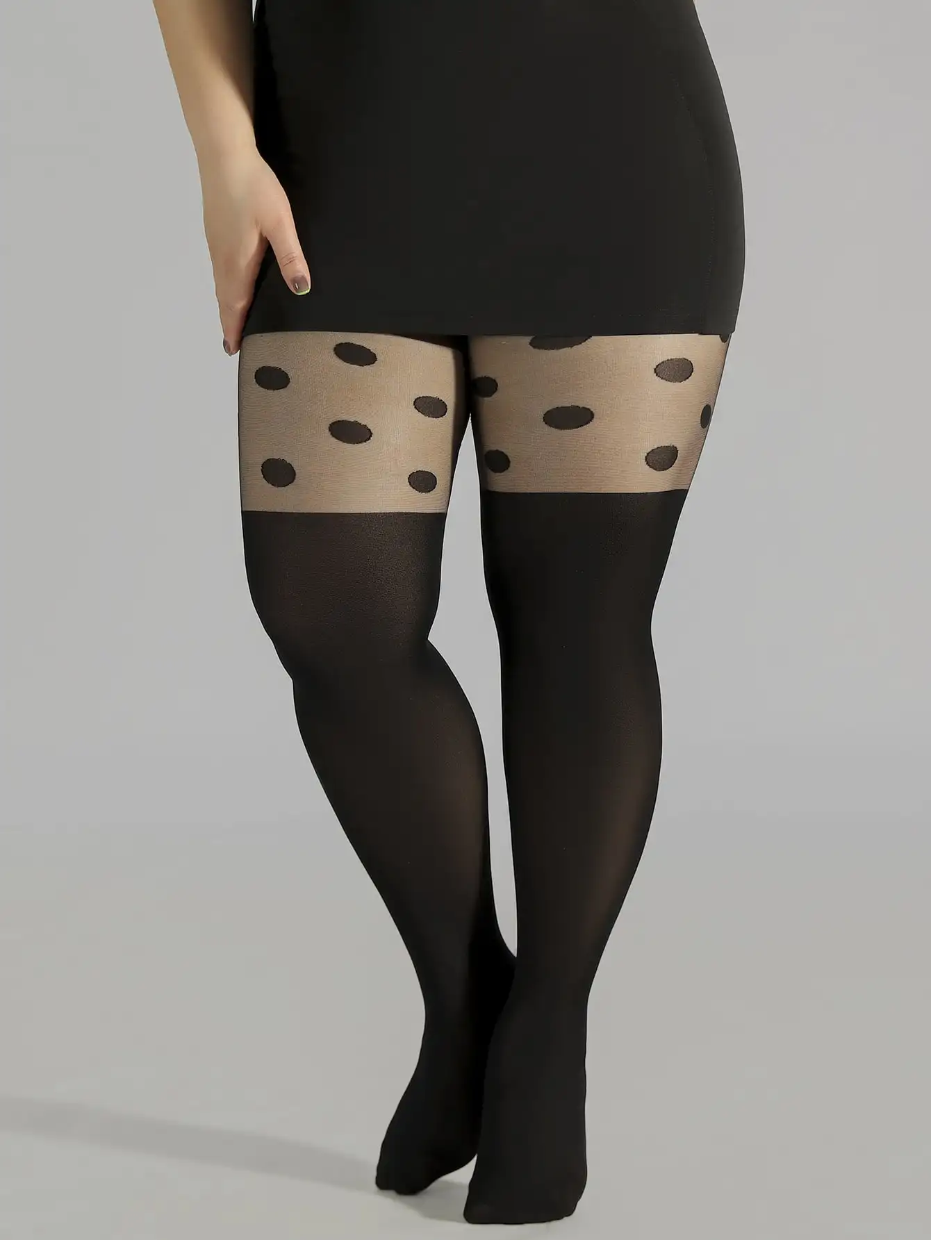 Collant Casual da donna, collant con piedi Skinny elasticizzati a vita alta con stampa a pois neri taglie forti