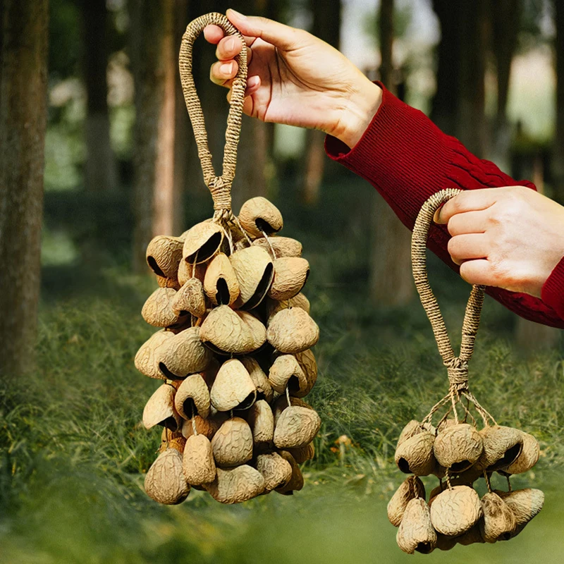 Looook Store Straw Rope Natural Shell Wind Chime Hand Bell Healing Sound Decor for Yoga Meditation Garden Bedroom Holiday Gift