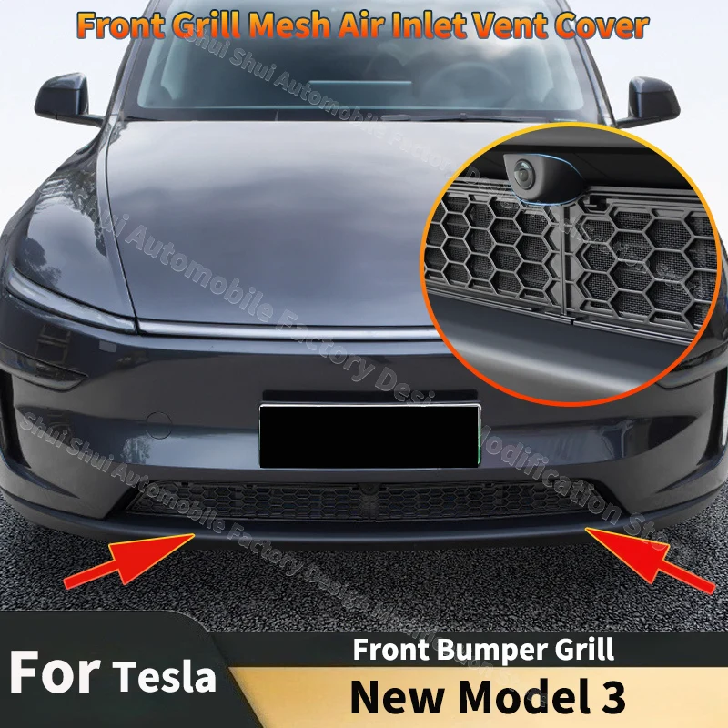 

New Tesla Models Y 2025 Front Bumper Grill Mesh Air Inlet Vent Cover Grille Guards Anti-insect Net Screen Detachable Accessories